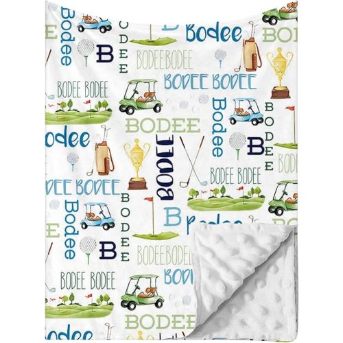 Personalized Name Baby Blanket - Custom Blankets with Golf Ball, Soft Nursery Crib Blankets with Double Layer Dotted Backing, Receiving Blanket for Baby Toddlers Birthday Gifts