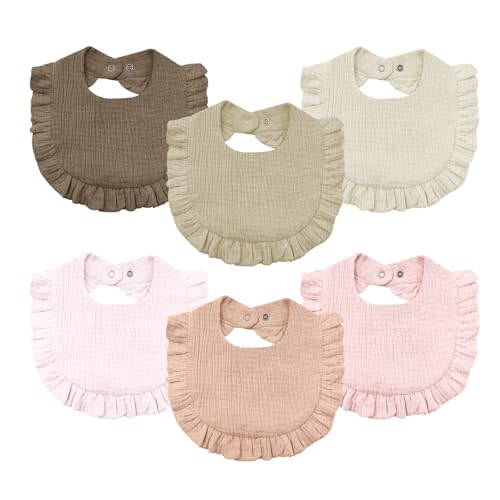 NISXABEBE Baby Muslin Bibs,6 Pcs Drool Bandana Bibs for Baby Girl Drooling and Teething,Soft and Absorbent Cotton for Newborn