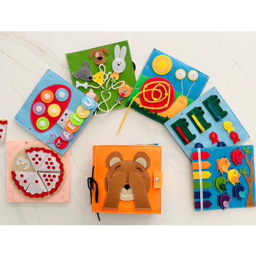 Busy Bear Book - Preschooler Felt Book & Quiet Book - Wondertivity