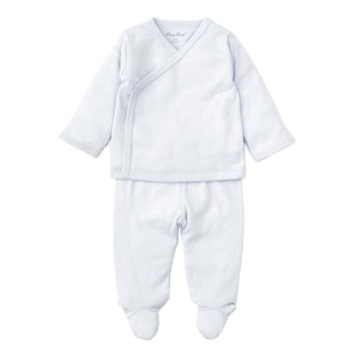 Newborn Blue Kissy Pointelle Cross Tee and Pant Set
