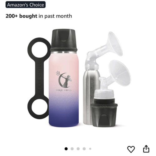 CERES CHILL OG Breastmilk Chiller, Reusable Storage Container, Up to 34 oz. - Bottle Cooler Keeps Milk at Safe Temperatures for Up to 20 Hours, Connects w/Most Pumps (Mombré Blue & Pink)