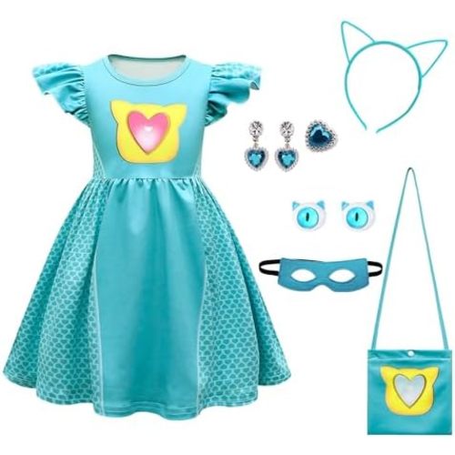 Superhero Dress Flutter Sleeve Casual Kitties Dresses For Halloween Birthday Party Cosplay for Hero fans