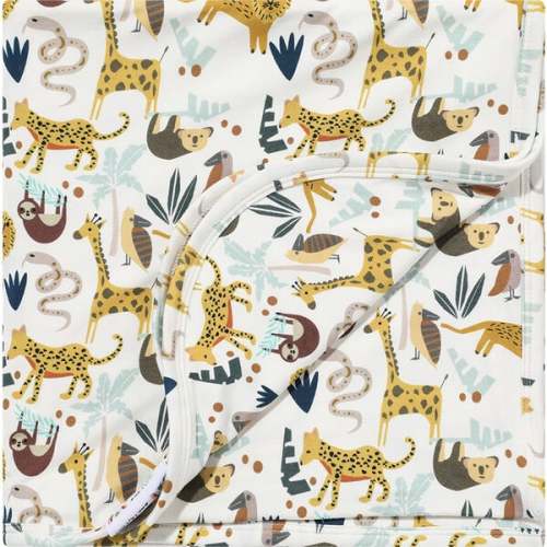 Jungle Friends Luxury Bamboo Blanket, Cream - Emerson and Friends | Maisonette