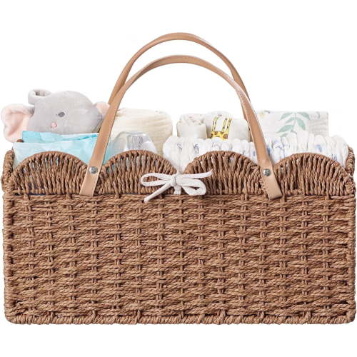 HBlife Baby Diaper Caddy Organizer, Paper Rope Nursery Storage Bin Baskets, Baby Shower Gifts