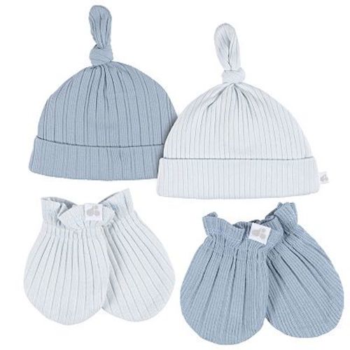 Just Born® Baby 4-Piece Hat & Cuff Mittens Set