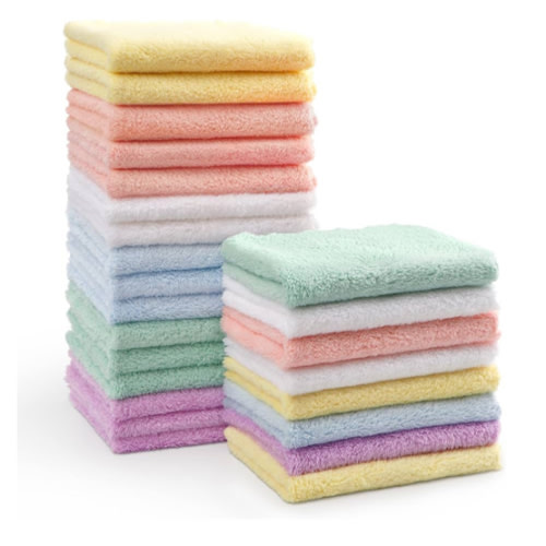 HOMEXCEL Baby Washcloths 24 Pack-Microfiber Coral Fleece Baby Bath Face Towel 7 x 9 Inch Extra Absorbent and Soft Burp Cloth and Wash Cloths for Newborn-Infants and Toddlers-Gentle On Sensitive Skin