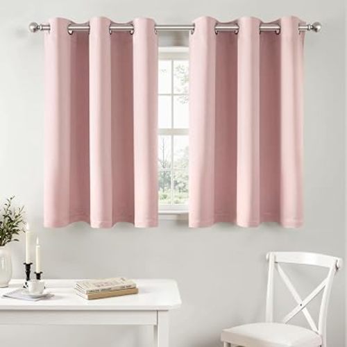 MIULEE Blackout Curtains for Bedroom 2 Panels 40 x 36 Inch Long Pink