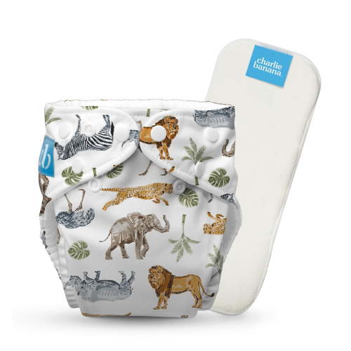 Charlie Banana Baby Washable Reusable Cloth Diapers One-Size Multicolor Wildlife - 1 Pack - 0.44 lb