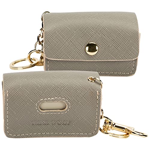 NINA WOOF Leather Poop Bag Holder- Versatile Vegan Leather Waste Bag Holder for Dog Poop, Accessories, & Leash, Reusable Pet Waste, Trash, Pet Diaper & Poop Bags Small Pouch Holder (Grey)