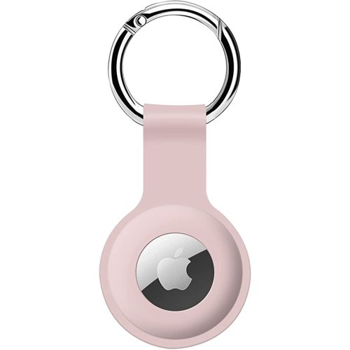ColorCoral Holder Case for AirTags Ultra Light Silicone Sleeve for AirTags Durable Anti-Scratch Protective Skin Cover with Anti-Losing Keychain Ring Accessory Compatible with Apple AirTags (Pink)