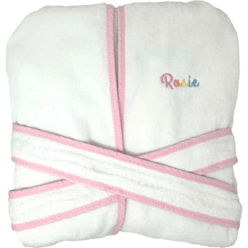 Terry Velour Children's Robe, Light Pink multi