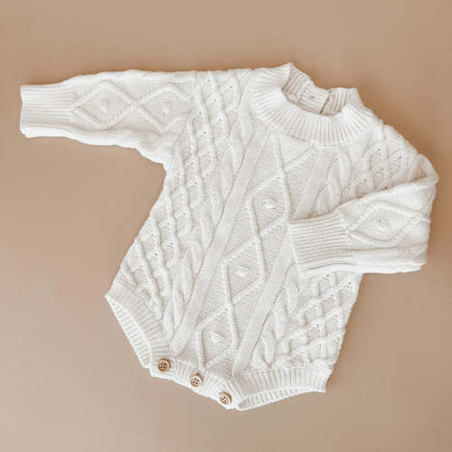 Cable Knit Long Sleeve Romper