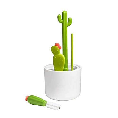 Boon Cacti Bottle Cleaning Brush Set - Includes Bottle Brush, Nipple Brush, Detail Brush, and Straw Brush - Baby Bottle Brush Set for Bottle Drying Rack - Baby Essentials - 4 Count - Cacti Bottle Brush Set