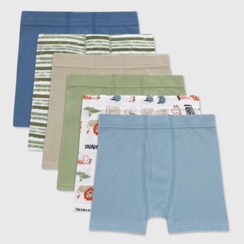 Hanes Toddler Boys' 6pk Organic Cotton Boxer Briefs - 2T: Tagless Knit Underwear, Pull-On Waistband