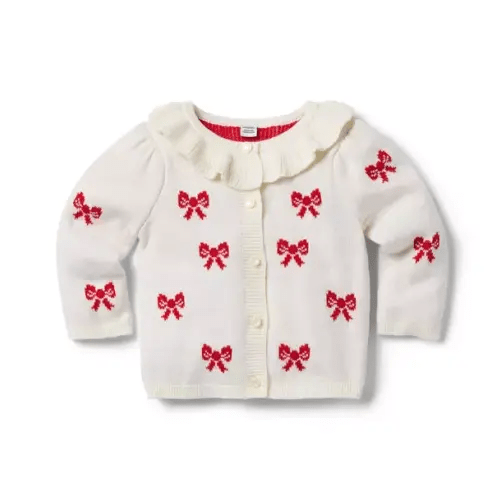 Newborn Cream And Sugar Bow Baby Bow Ruffle Cardigan by Janie and Jack