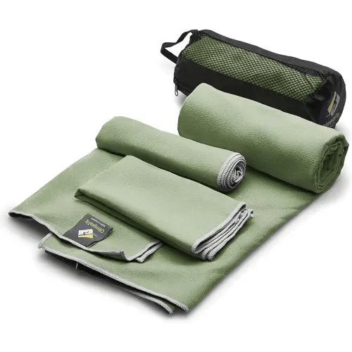 OlimpiaFit Quick Dry Towel - 3 Size Pack of Lightweight Microfiber Travel Towels w/Bag - Fast Drying Towel Set for Camping, Beach, Gym, Backpacking, Sports, Yoga & Swim Use