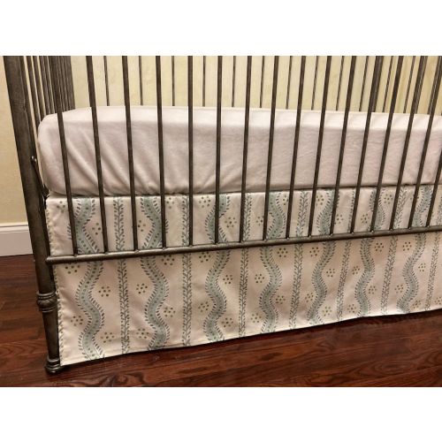 Baby Boy, Baby Girl Crib Bedding, Stripes, Floral Stripes and Vines Designer Crib Skirt, Mini Crib Skirt