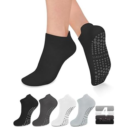 YeuG 4/6 Pairs Pilates Socks for Women - Non Slip Grip Socks for Yoga, Barre, Hospital, Barefoot