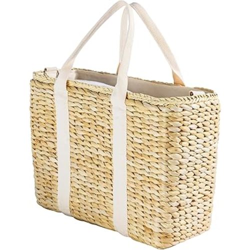Insulated Beach Cooler Bag, Leak Proof, Premium Quality Corn Husk, Beach Bag, Pool Bag, Tote Bag, Straw Beach Bag, Rattan, Gifts for Women, Picnic Basket, Wedding Gifts, Lunch Bag
