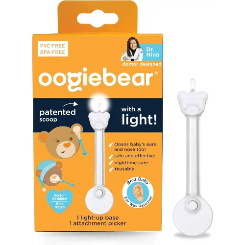 oogiebear Brite - Baby Nose Cleaner and Ear Wax Removal Tool. Baby Gadget with Nighttime LED Light. Safe Snot Booger Picker for Newborns, Infants & Toddlers