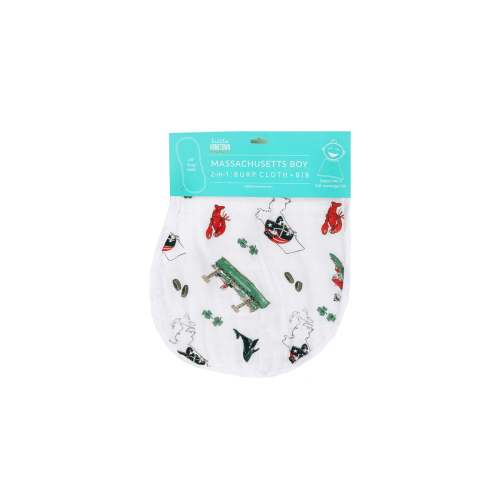 2-in-1 Burp Cloth and Bib: Massachusetts Boy