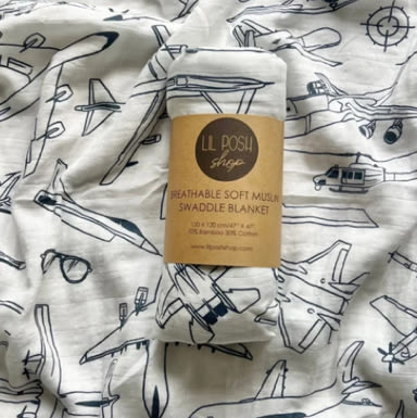 USAF Zoom + Boom Bamboo/Cotton Muslin Swaddle Blanket – LIL POSH SHOP
