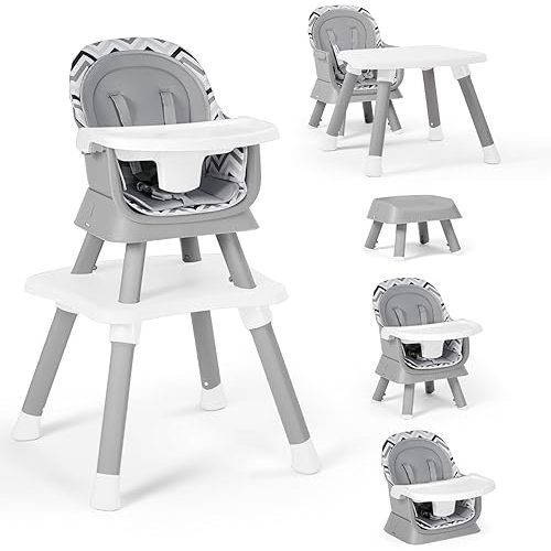 Baby High Chair, 8 in 1 Convertible Highchairs for Babies and Toddlers, Children Dining Booster Seat/Kids Building Block Table for Girls Boys, Baby Seat with Removable Tray, Chevron