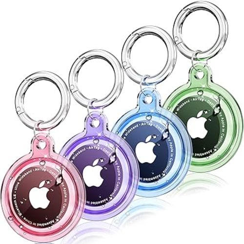 4 Pack Airtag Holder,Waterproof Airtag Case for Apple Airtags 4 Pack with Airtag Keychain Compatible with Apple Air Tag,Dust and Scratch Proof Air tag Holder for Dog,Cat, Bags, Keys, Luggage- 4 Color