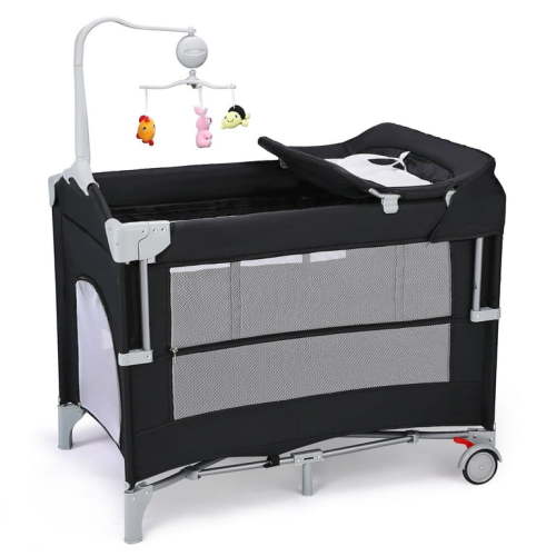 JOYMOR 5 in 1 Pack and Play with Changing Table, Portable Travel Crib, Baby Bassinet with Mattress