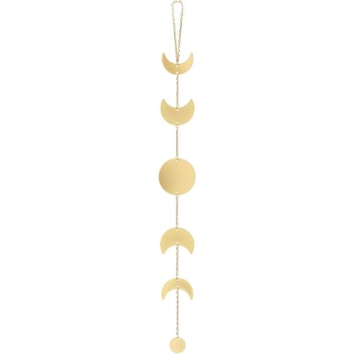 Mkono Moon Phase Wall Hanging Metal Boho Home Decor Vertical Chic Moon Garland for Dorm Nursery Bedroom Living Room Apartment Office, Decorative Wall Art for Girls Mom, Gold