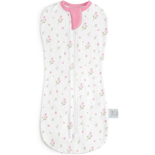 Baby Swaddle 0-2 Months, Cotton Arm-In Zipper Sleep Sack, Wearable Blankets Wrap for Newborn Infant Girls (Floral, Pack of 1)