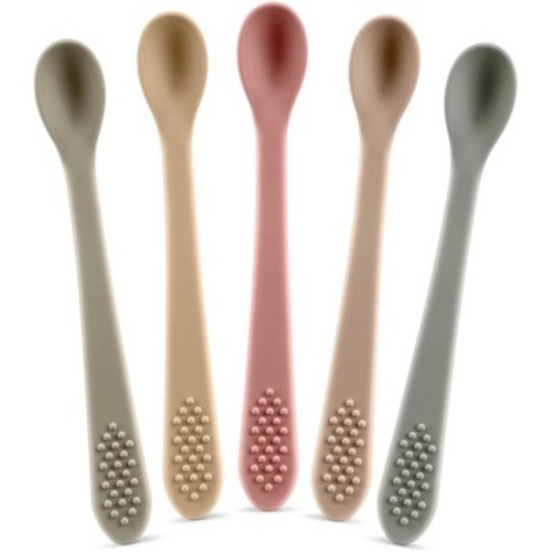 Baby Spoons - Infant Spoons First Stage – Pack of 5 Silicone Baby Spoon for Feeding - First Stage Baby Feeding Spoon Set Gum Friendly, Color: Pastel breeze