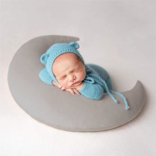 Yarstar 1+4pcs Baby Moon Star Pillow Set Newborn Posing Photography Prop Moon Star Prop for Newborn Photography Baby Posing Pillows Baby Moon Nursery Pillow (C-Grey)