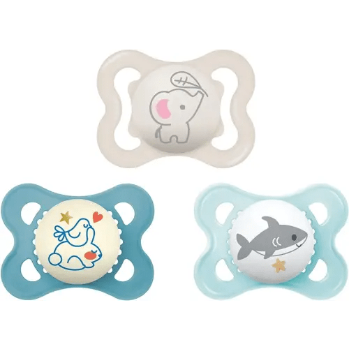 MAM Variety Pack Baby Pacifier, Includes 3 Types of Pacifiers, Nipple Shape Helps Promote Healthy Oral Development, 0-6 Months, Boy, 3 Count (Pack of 1)