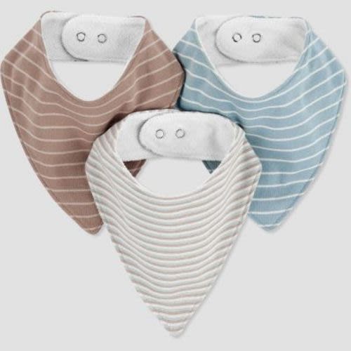 Carter's Just One By You® Baby Girls' 3pk Striped Bib - Blue/brown