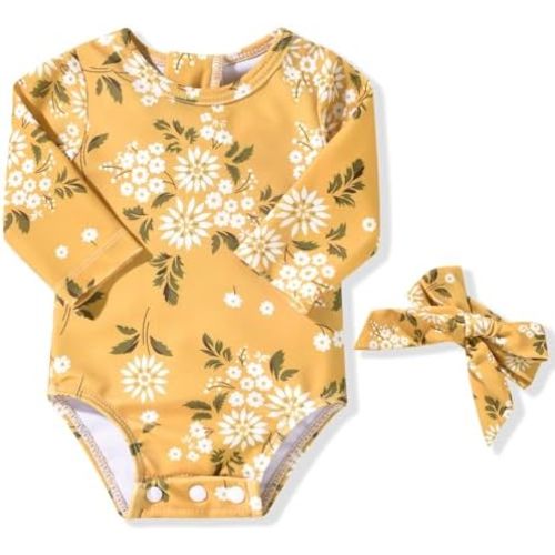 Aalizzwell Baby Girls One Piece Long Sleeve Swimsuit