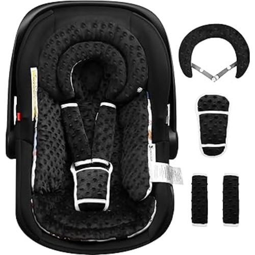 Infant Car Seat Insert with Removable Cushion for Baby Preemie Newborn Infant, Reversible carseat Insert Head Body Support Fits for Stroller, Baby Swing, Rocker, Bouncer, Bassinet - Black