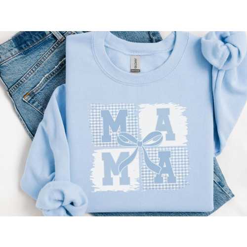 Mom Of Both Mothersday Gift, Boy Mom Sweatshirt, Girl Mama Sweatshirt, Gender Reveal Gingham Sweatshirt, Presents For Mom, Postpartum Gift