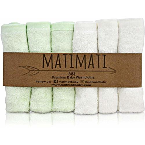 Bamboo Washcloths | Baby Wash Cloths for Face, Newborn, Set of 6 Neutral Colored Soft Baby Washcloths - Hypoallergenic, Microfiber & Organic Baby Face Towels by Matimati Baby