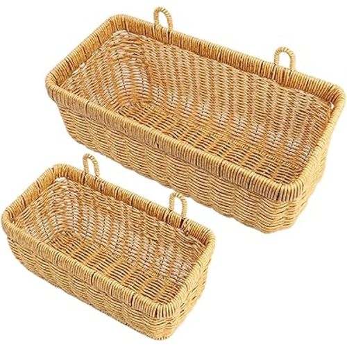 AceList Wall Hanging Basket, Boho Style Hand-Woven Hanging Storage Baskets - Set of 2, Ideal for Boho Room Decor, Kitchen, Garden, and Living Room
