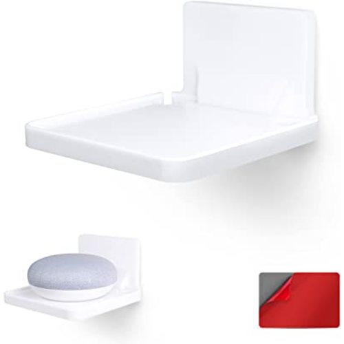 BRAINWAVZ Drill Free Wall Mount Shelf for Security Cameras, Baby Monitors, Speakers & More, Universal Holder, Strong Adheasive, Easy to Install, No Mess, Screwless (White)