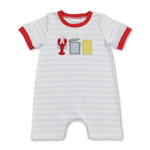 YAWOO Toddler Crawfish Embroidery Baby Bubble Romper,Size 3M-2Years