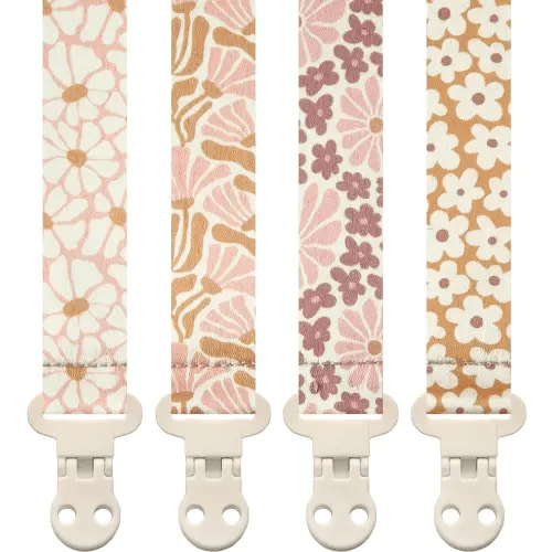 Stadela Baby Pacifier Clip Leash Soothie Holder for Girl 4 Pack Gift Set Universal Fit