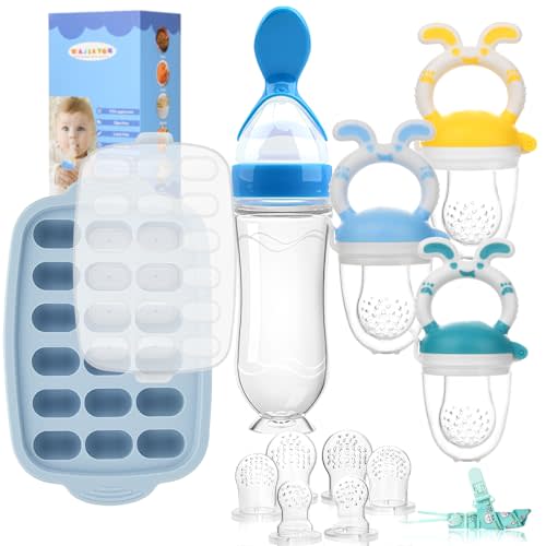 Baby Breastmilk Popsicle Molds & Baby Fruit Feeder-WAJIAYON Silicone Food Freezer Tray Storage Containers,Infant Food Pacifier Feeder and Teether for Babies Easter Bunny Gifts for Boys and Girls