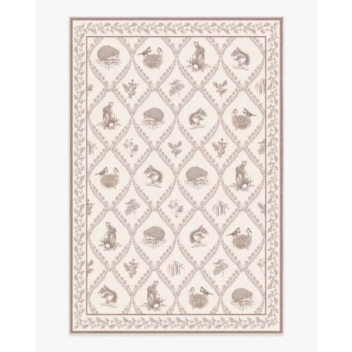 Sanderson Squirrel & Hedgehog Fawn Tufted Rug | Ruggable