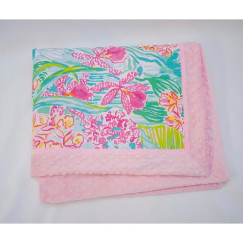 Blanket - Toddler, Baby Blanket - Lap Blanket - Pet Blanket - Throw - Pink Orchids Mermaid Cove, Palm Beach, Elephants, Flamingo, Tropical