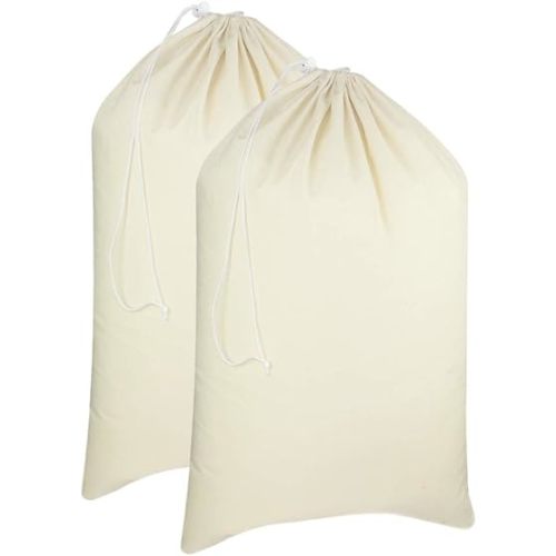 Cotton Craft - 2 Pack Extra Large 100% Cotton Canvas Heavy Duty Laundry Bags - Natural Cotton - 28"x36" - Versatile - Multi Use