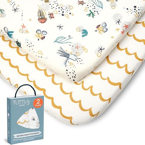 Premium Bassinet Sheets (2 Pack) - Soft & Breathable Bamboo Jersey, Double-Strength Bedside Sleeper Sheets, Fits Mattresses from 20.8 x 31.5 in to 23.6 x 35.4 in (Our Planet)
