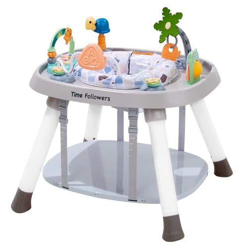 Time Followers® 4-in-1 Baby Activity Center | 3 Stage Grow Stationary Standing Toddler Play Table | Tummy Time,Exersaucer, Jumpers & Bouncers | Babies Essential for Baby Ages 6M+