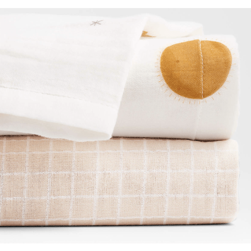 Outer Space Organic Cotton Gauze Baby Swaddle Blankets, Set of 2